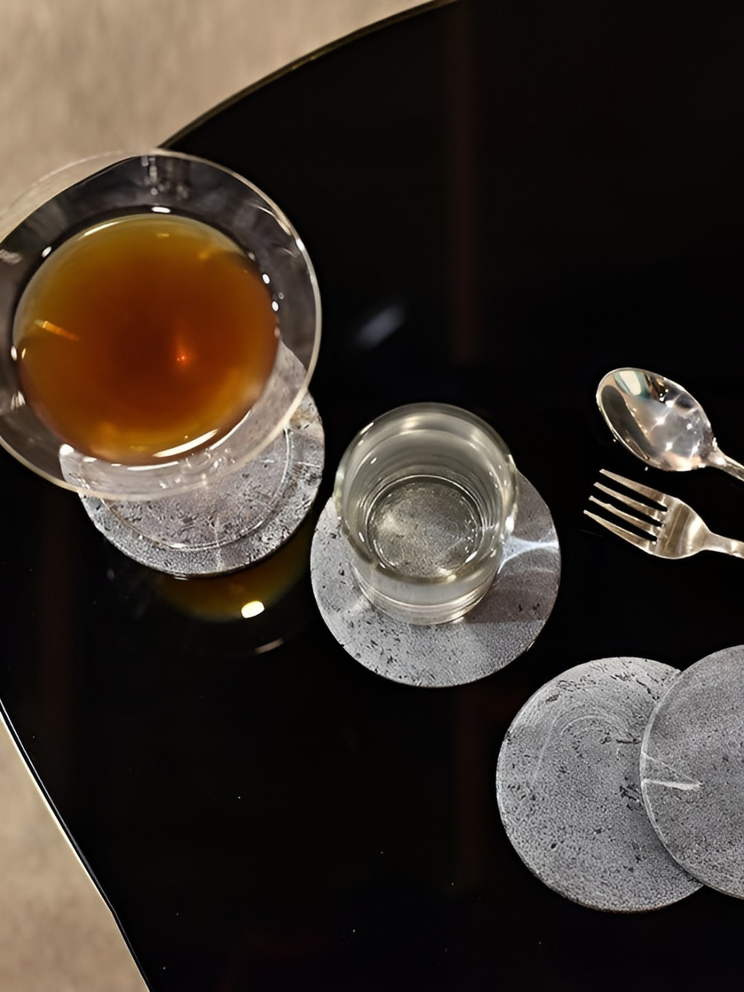 Little Extra Set Of 4 Grey Round Marble Coasters