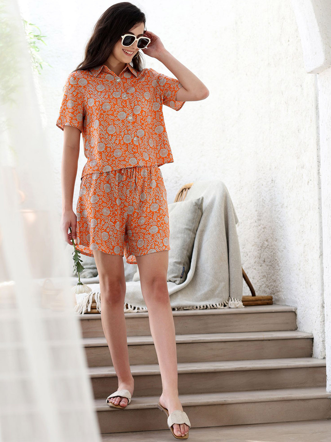 Global Republic Floral Printed Shirt And Short