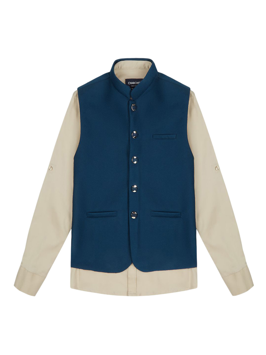 CHARCHIT Boys Turquoise Blue Plain