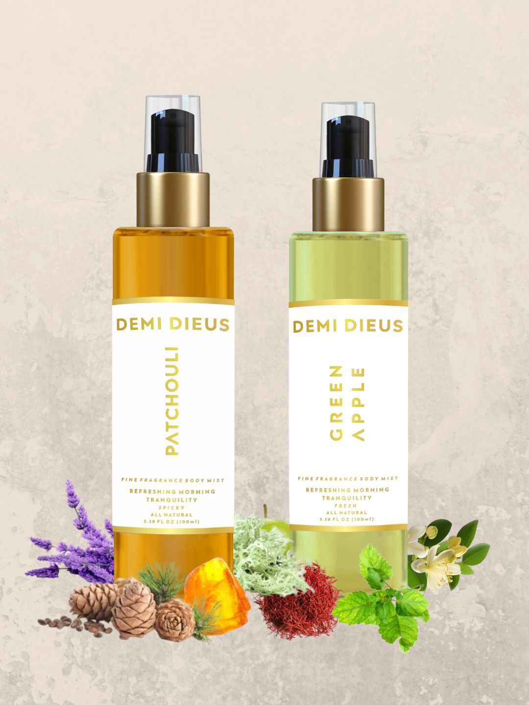 DEMI DIEUS Men Set Of 2 Patchouli & Green Apple  Fragrance Body Mist- 100 ml Each