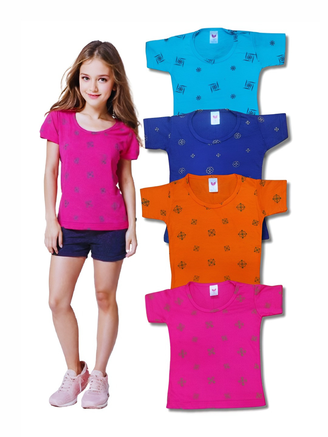 Seyor Girls Pack of 4 Printed T-shirt