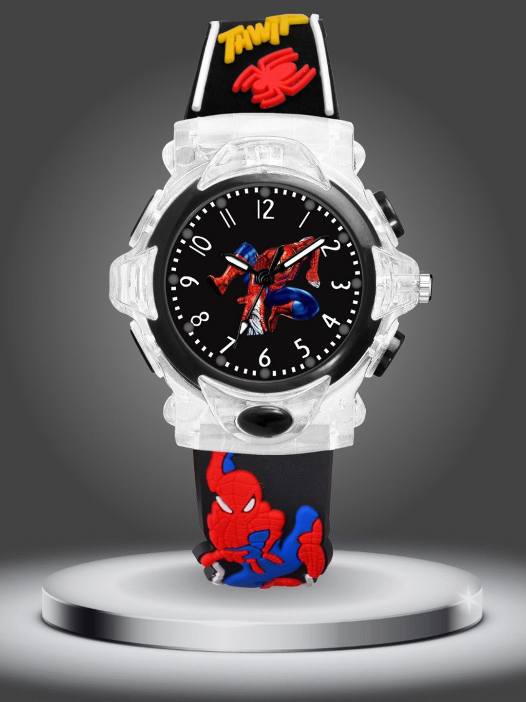 ON TIME OCTUS KIfds Dial & Straps Analogue Watch KD-131 BLACK SPIDERMAN