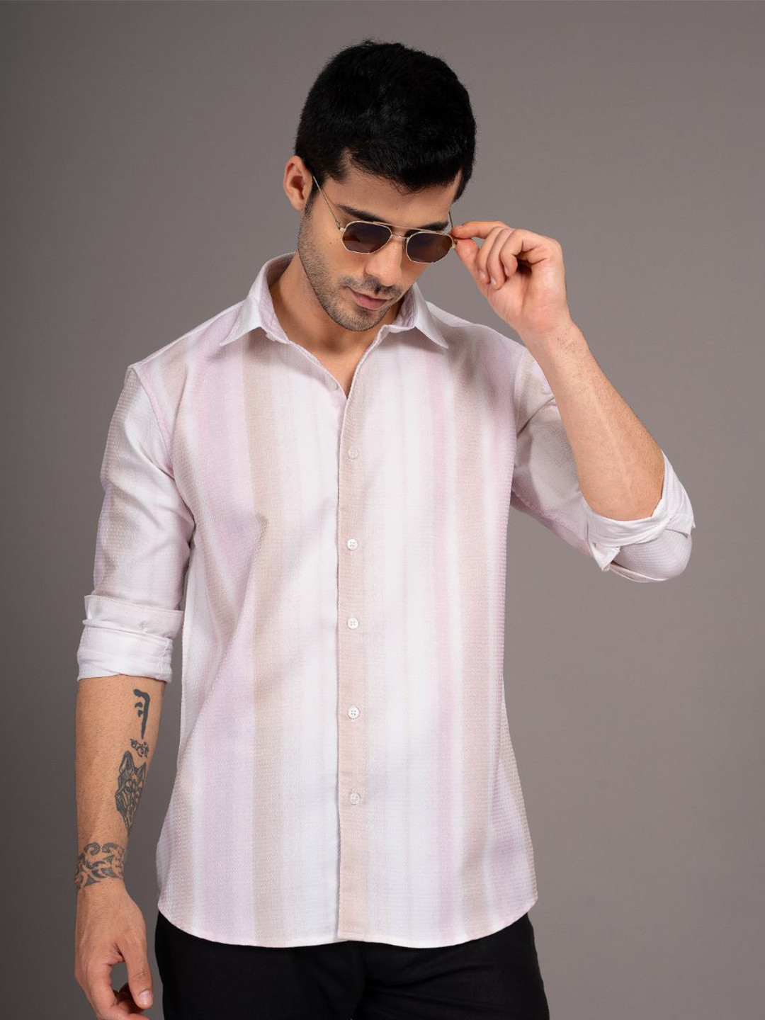 PAUL STREET Men Standard Slim Fit Striped Casual Shirt