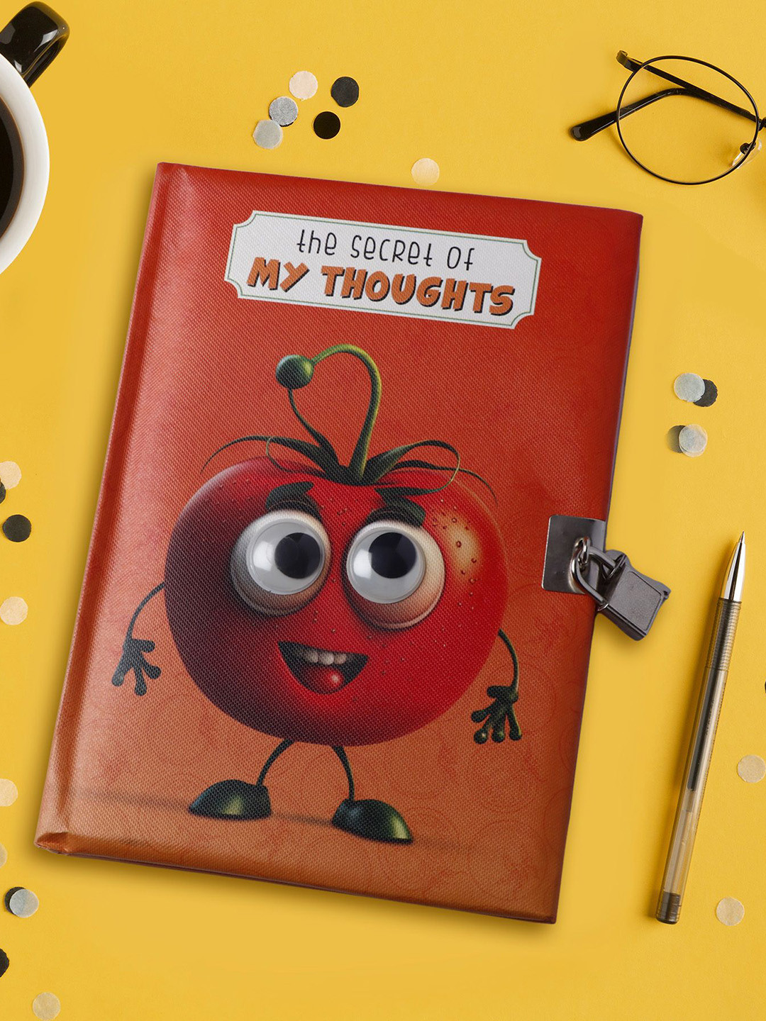 Archies Apple Theme Googli Eyes Lock Self Design Notebook Stationery