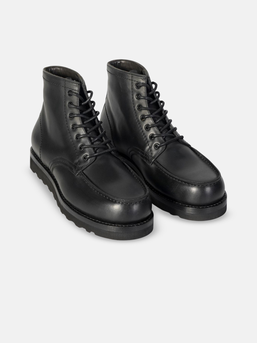 KOZASKO Men Goodyear Welted Black Oiled Leather Moctoe Boot