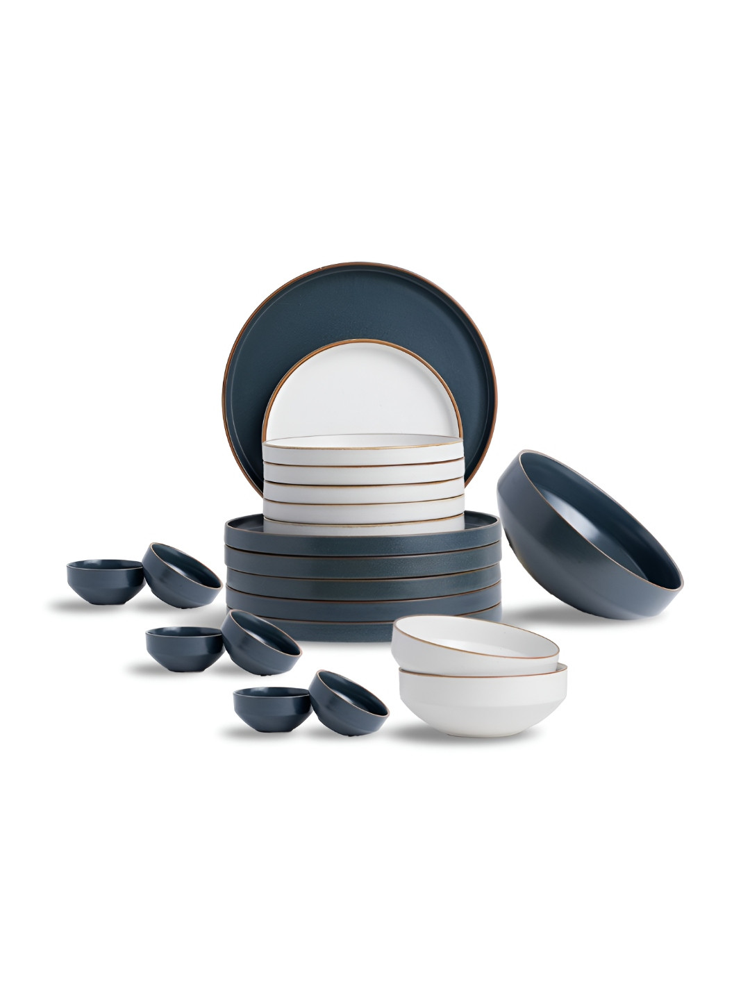 SHAY Japandi Collection Grey Solid Ceramic Easy to Clean 21 Piece Dinner Set