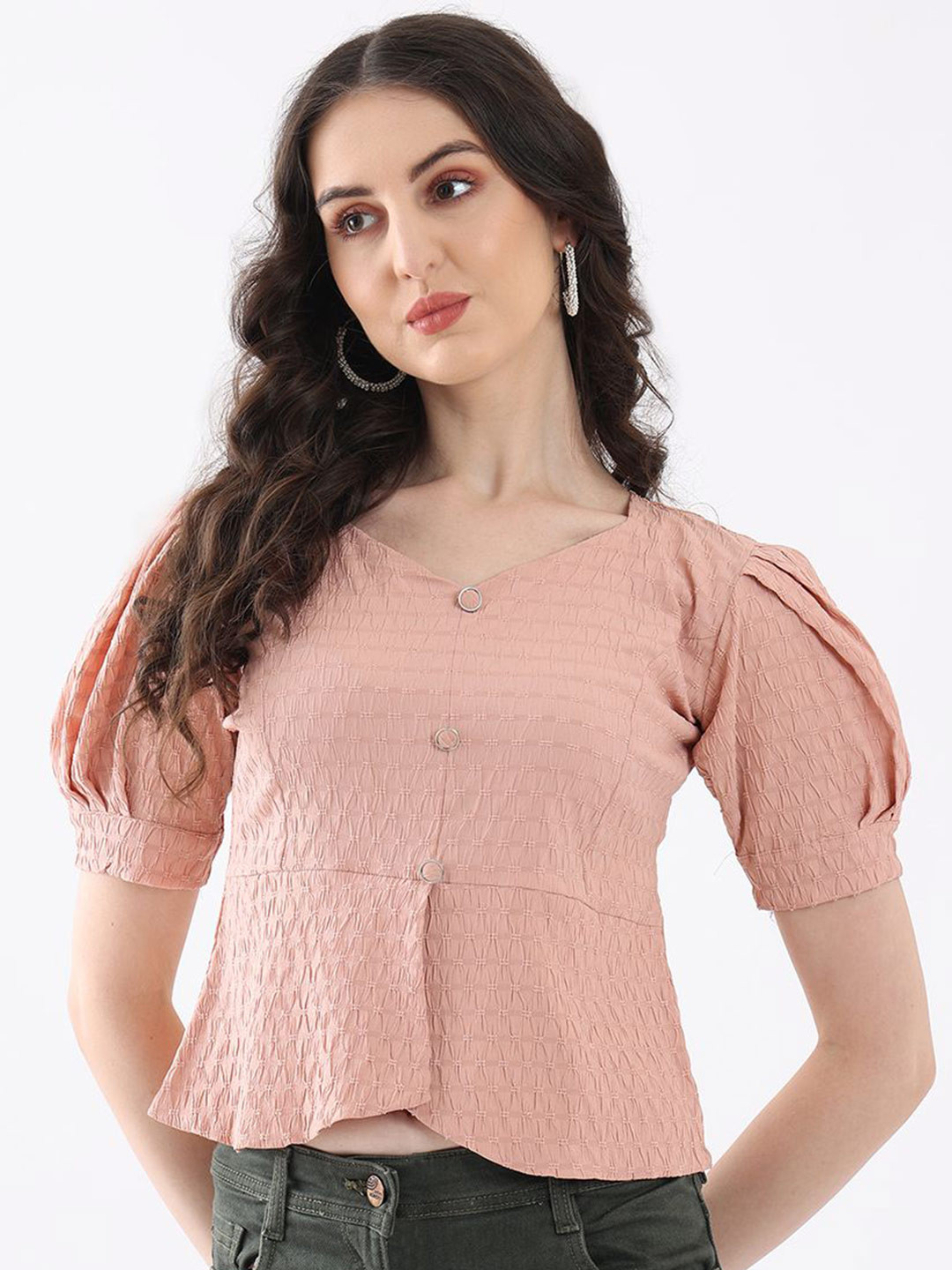 Kinjo Women Sweetheart Neck Puff Sleeve Top