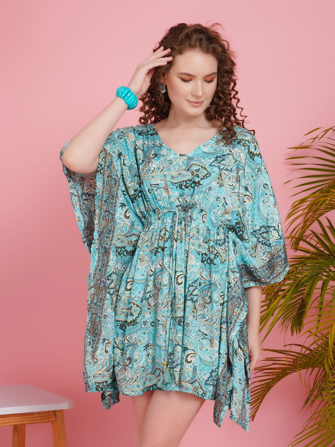 Boholyfe Women Elina Frosted Kaftan Mini Dress
