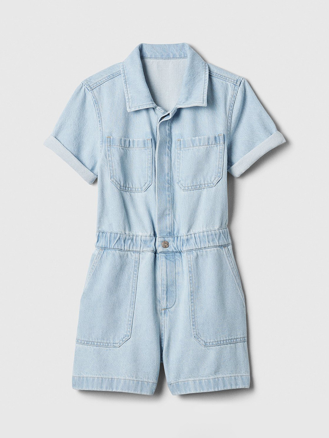 GAP Girls Pure Cotton Washed Retro Denim Playsuit