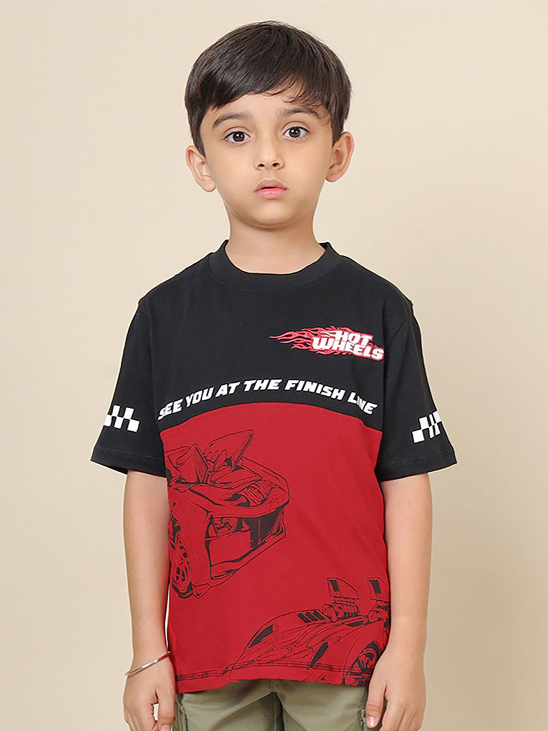 Kids Ville Boys Hot Wheels Printed Regular Fit Pure CottonTshirt