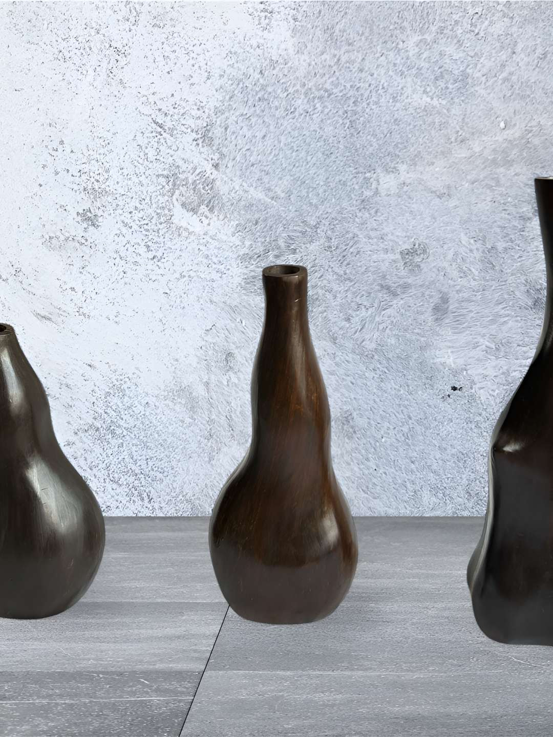 Taurrus Brown Set Of 3 African Wooden Vase