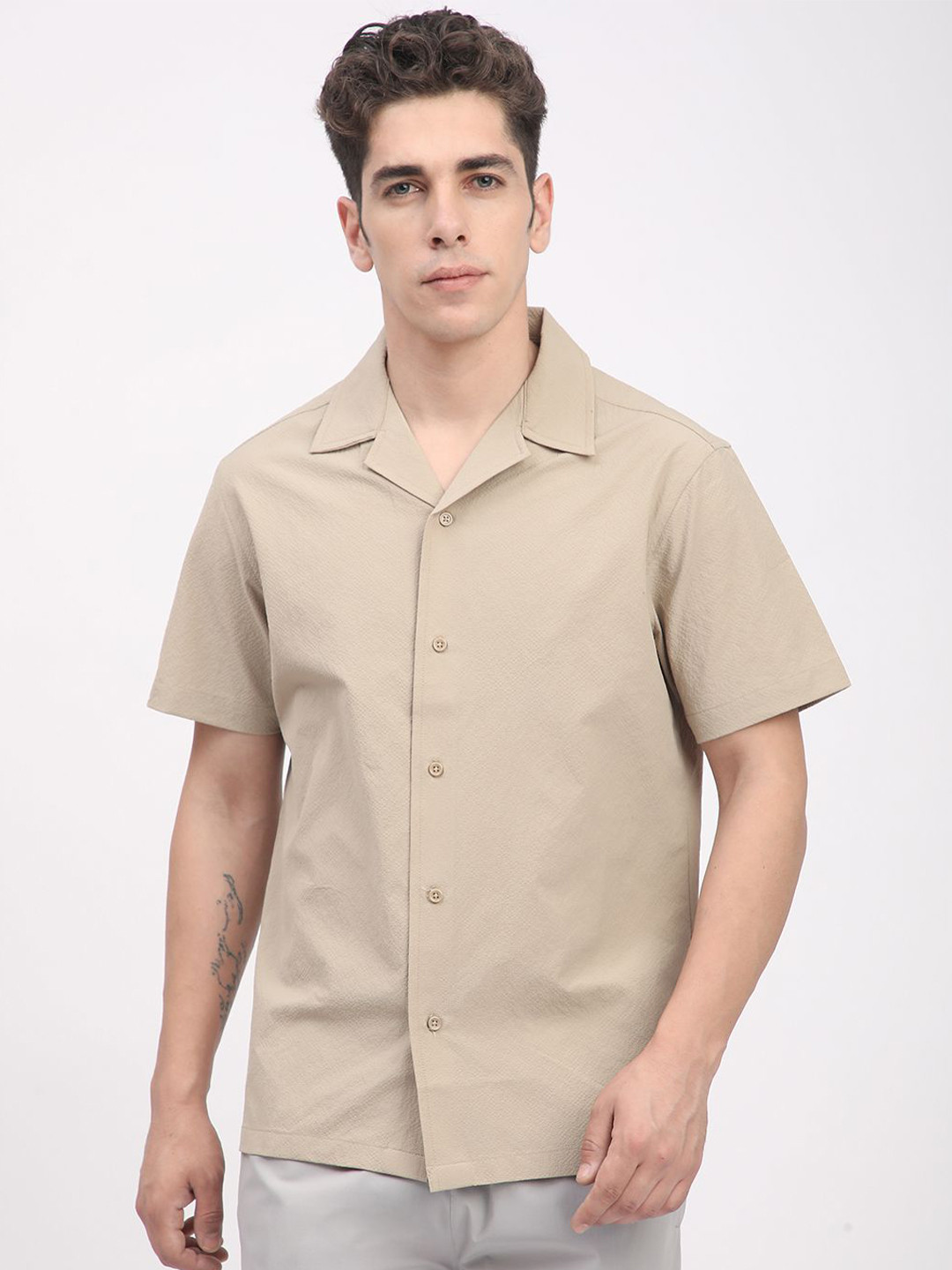 Mark Leute Men Comfort Textured Cotton Shirt