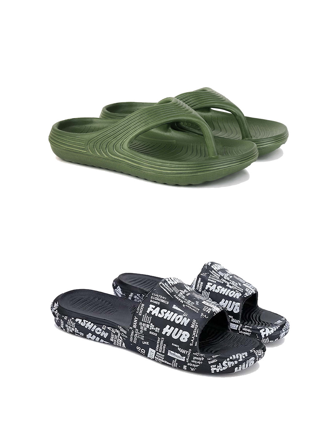 PENNEN Men Pack Of 2 Sliders & Thong Flip-Flops