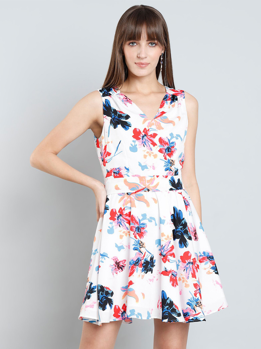 MISH X Floral Women Printed Fit & Flare Mini Dress
