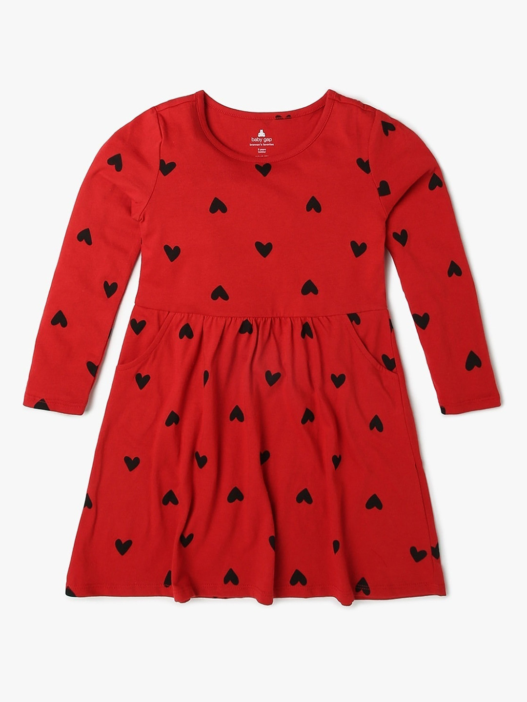 GAP Girls Heart-Shaped Print Cotton Fit & Flare Dress