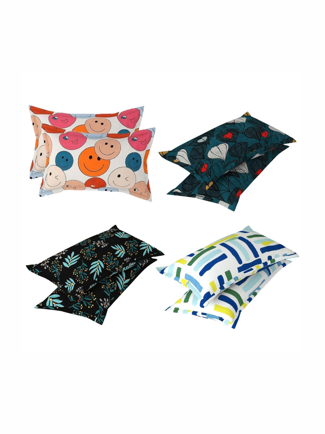 PRTREND White & Pink 6 and more Pieces Abstract Cotton Linen Rectangle Pillow Covers