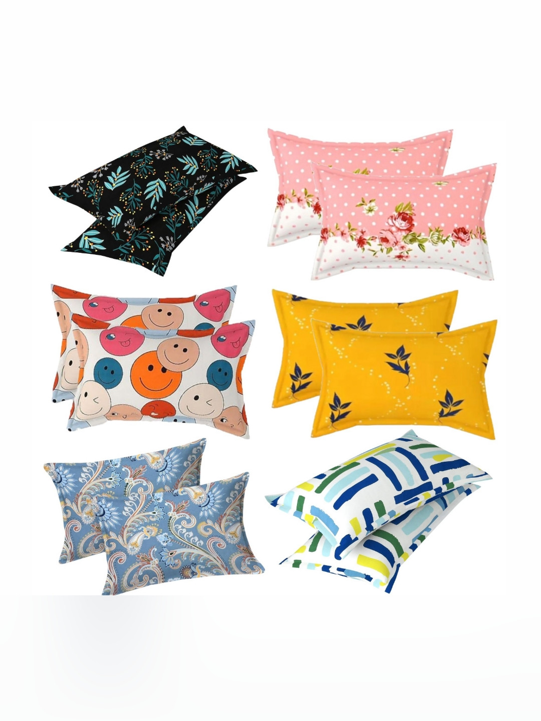 PRTREND Pink & Blue 6 and more Pieces Abstract Cotton Linen Rectangle Pillow Covers