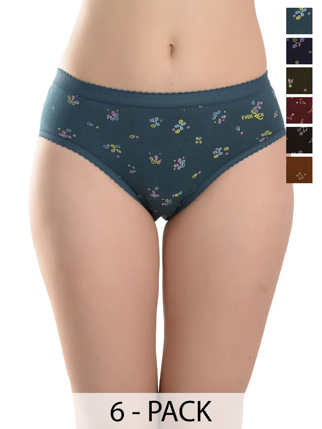 EverRich Pack Of 6 Printed Cotton Hipster Briefs MY-ER-PRINT-OE-6PC