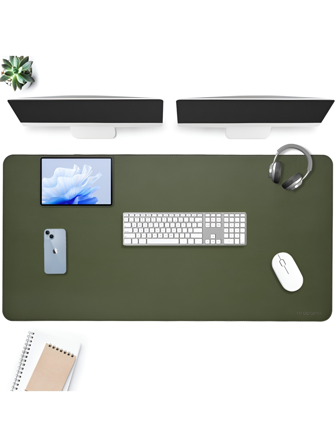 LTETTES dual mats Green Synthetic Leather Set Of 1 Water Resistant Desk Organiser 47.2 x 23.6 inch