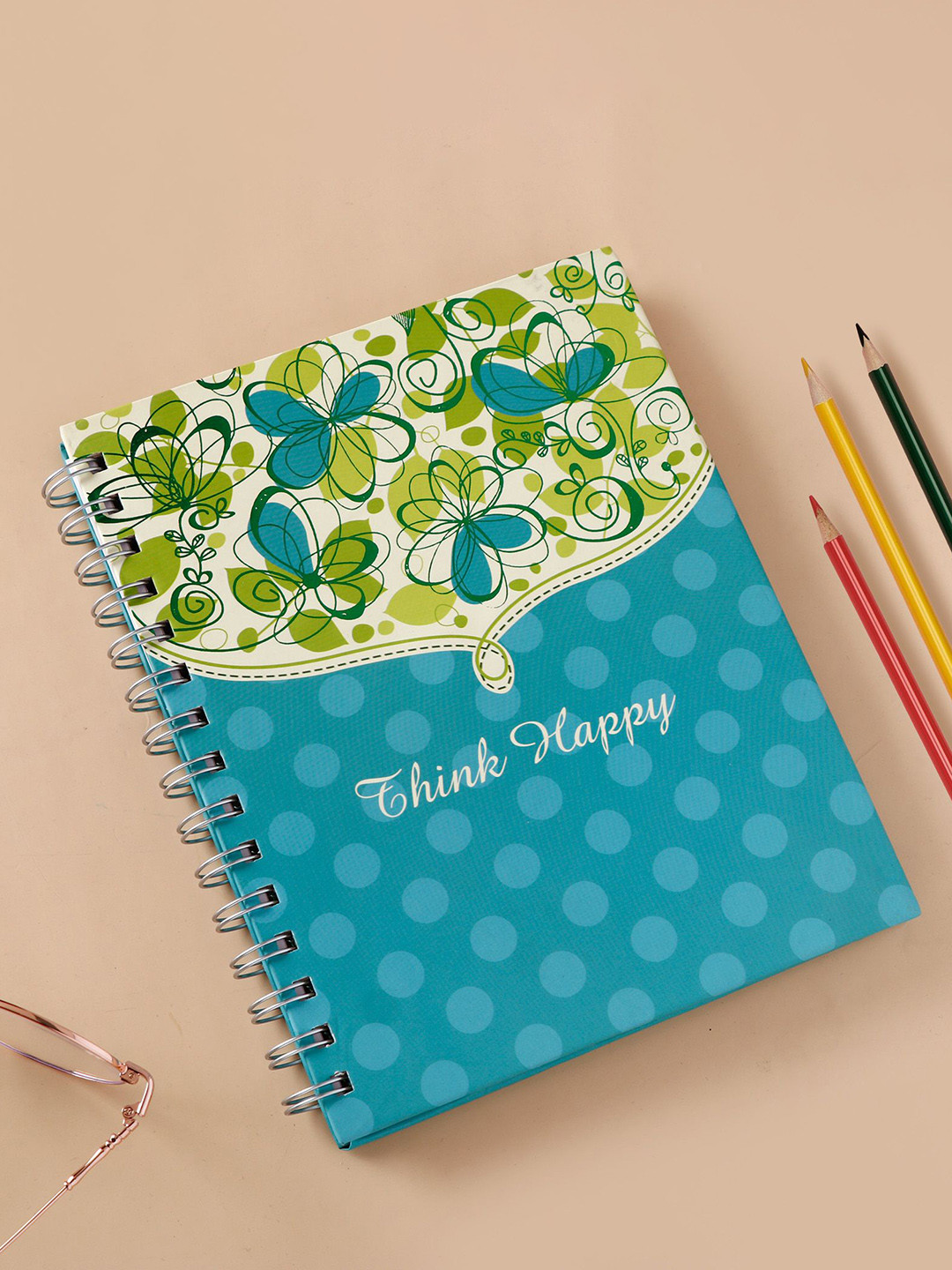 Archies Think Happy Quoted Spiral Self Design Notebook Stationery