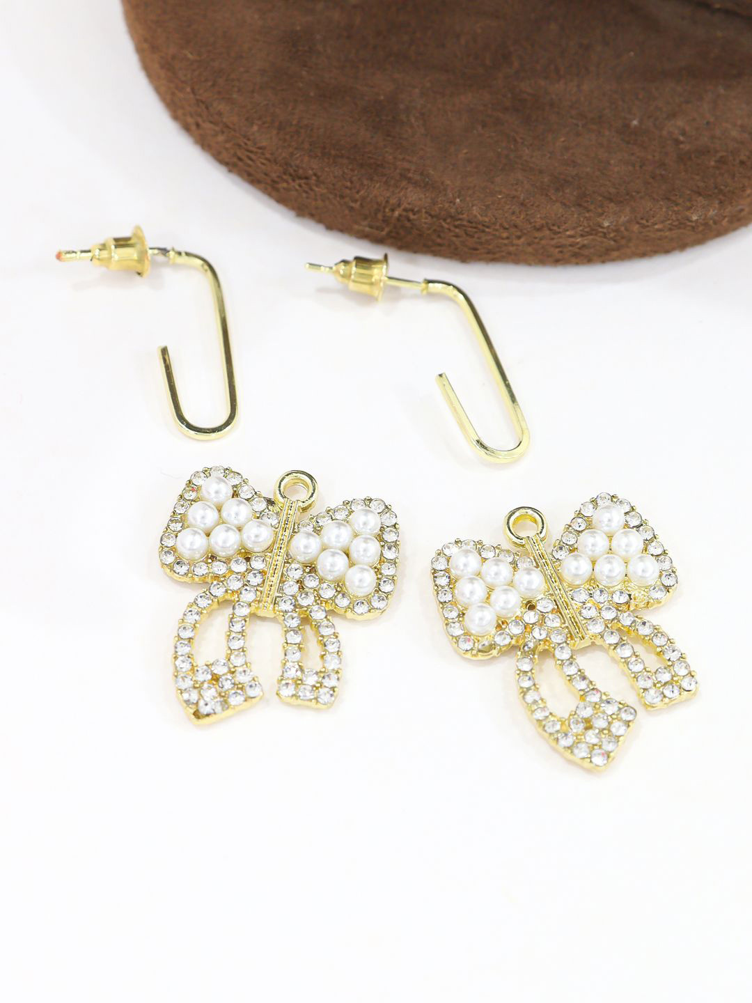 KRENOZ Gold-Plated Rhinestone Antique Contemporary Drop Earrings