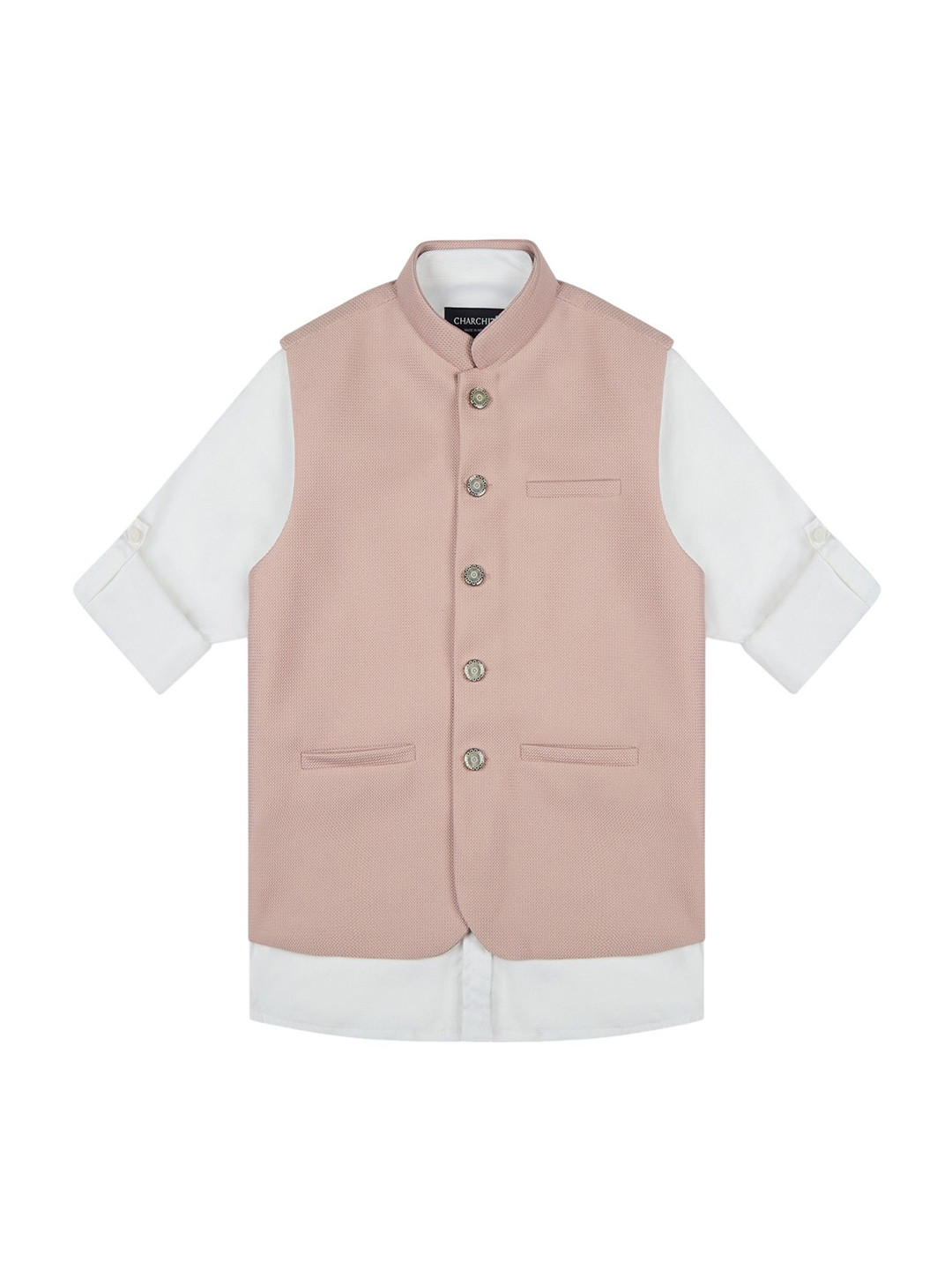 CHARCHIT Boys Solid Nehru Jacket and Shirt