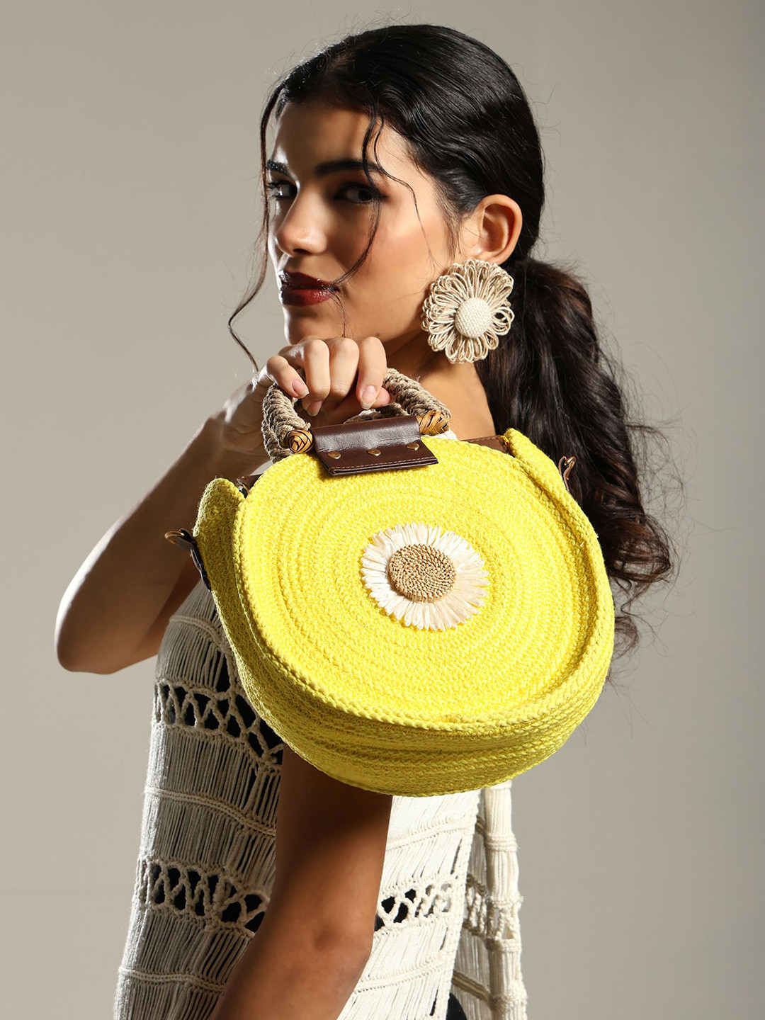 ENSAC Juterope Women Jute Self Design  Detail Sling Bag With Non-Detachable Sling Strap