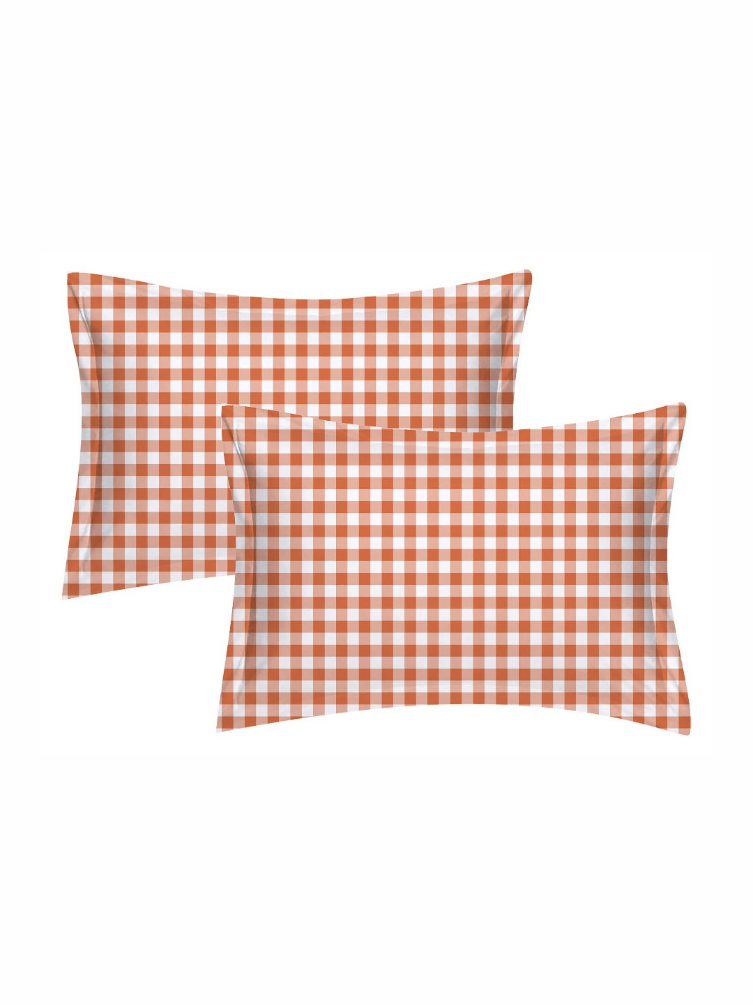 Cotton Candy Orange & White 2 Pieces Embroidered Pure Cotton Rectangle Pillow Covers