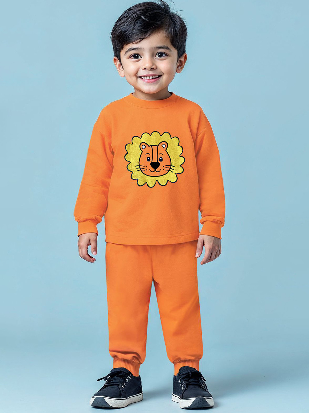 YK X Trampoline Kids Patch-Work Round Neck Cotton T-Shirt With Jogger