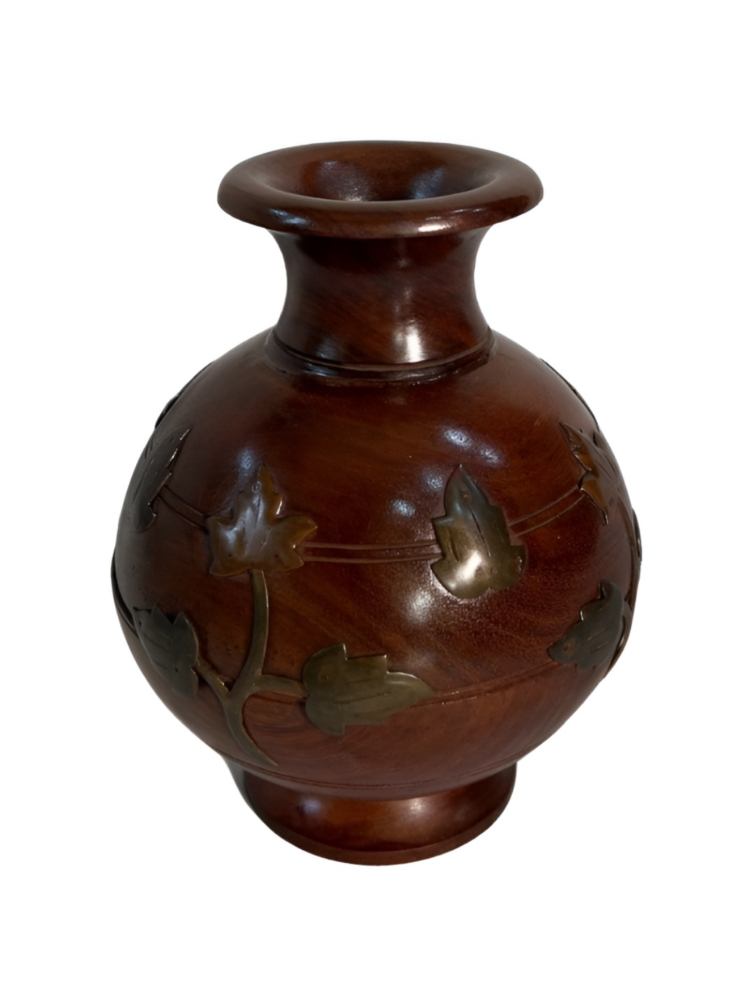 Taurrus Brown Embossed Wood Vase