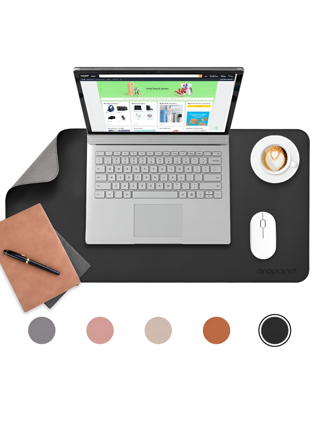 LTETTES anti slip Black Synthetic Leather Set Of 1 Water Resistant Desk Organiser 27.6 x 13.8 inch