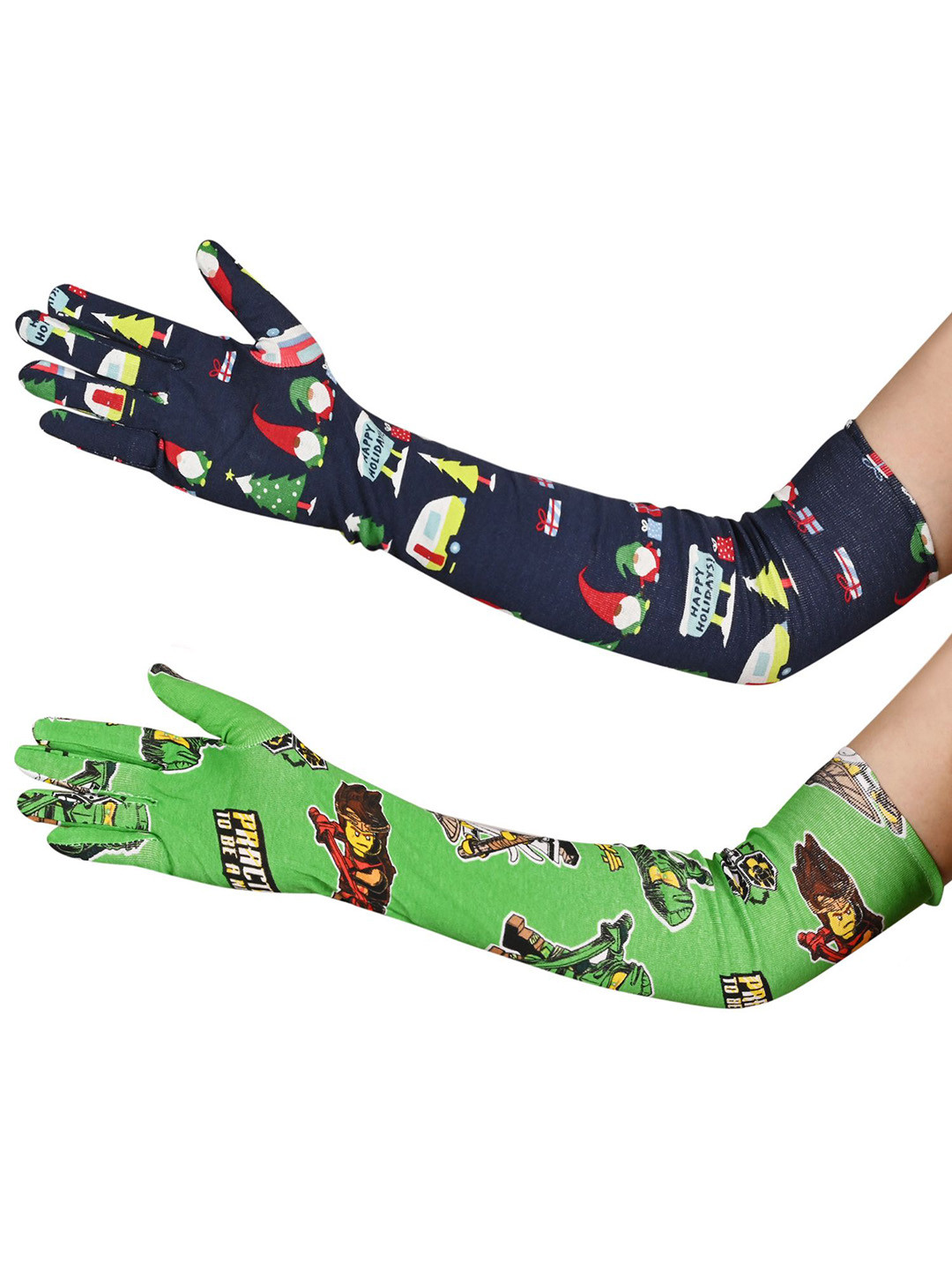 LOOM LEGACY Set Of 2 Patterned Cotton Sun Protective and Breathable Sport Gloves