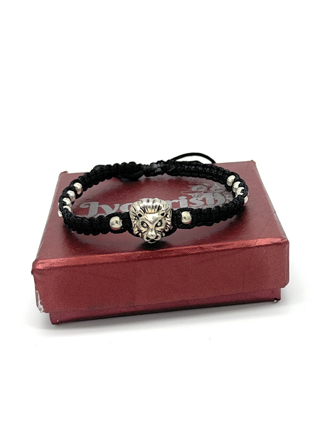 Jyokrish Silver-Plated Artificial Beaded Lion Head Wraparound Bracelet