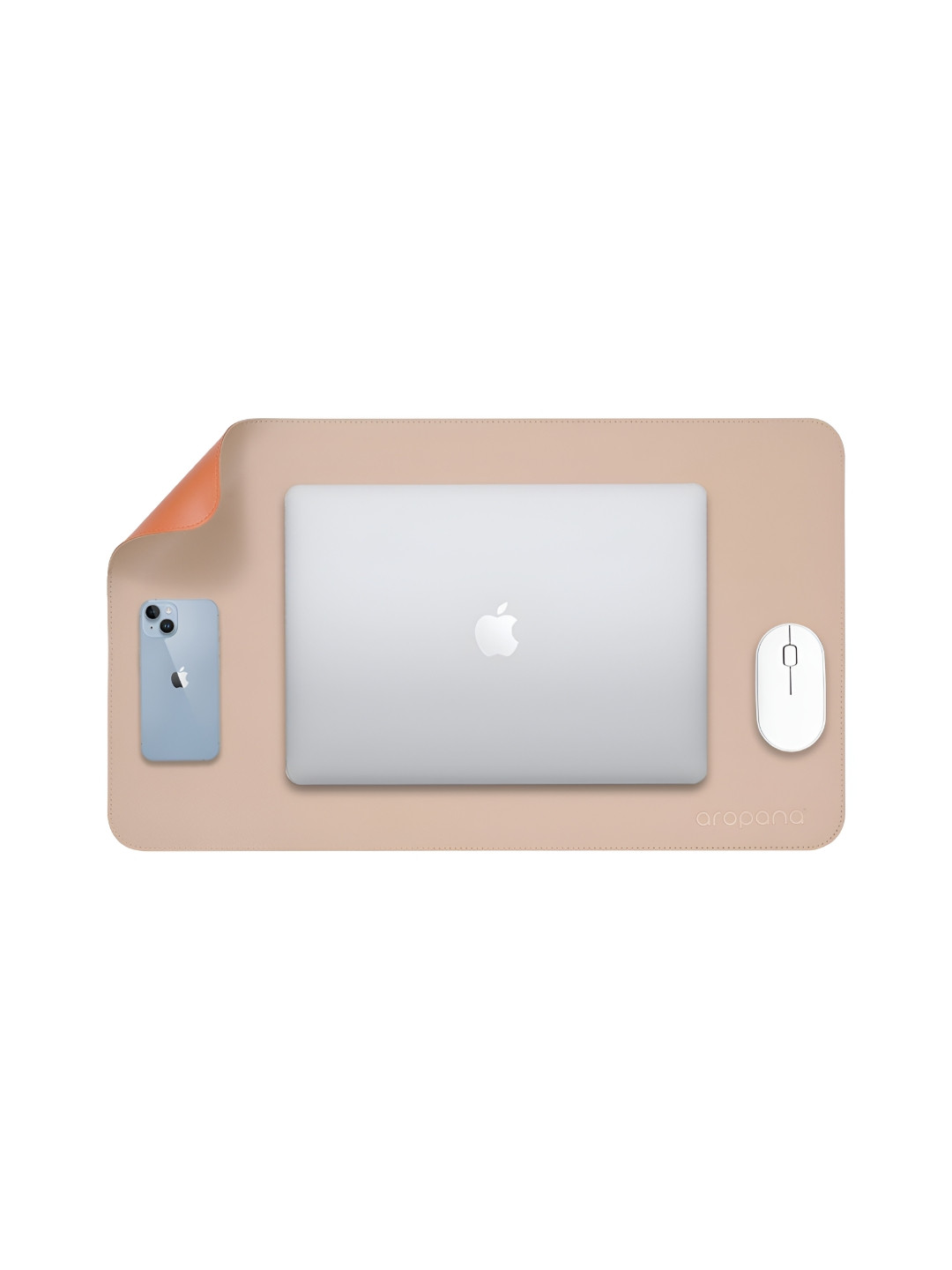 LTETTES dual mats Orange Synthetic Leather Set Of 1 Water Resistant Desk Organiser 23.6 x 13.8 inch