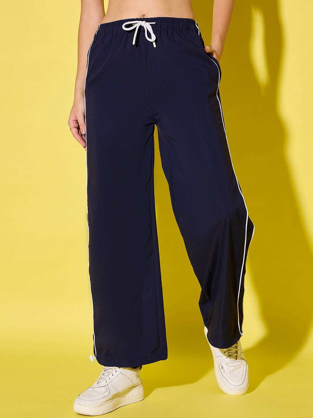 DIMPY GARMENTS Women Side Stripes Straight Fit Track Pants