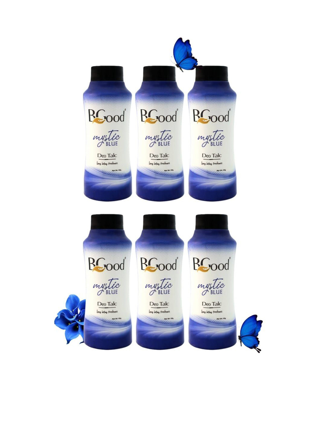 Bgood Set Of 6 Mystic Blue Long Lasting Deo Talc - 100 g Each