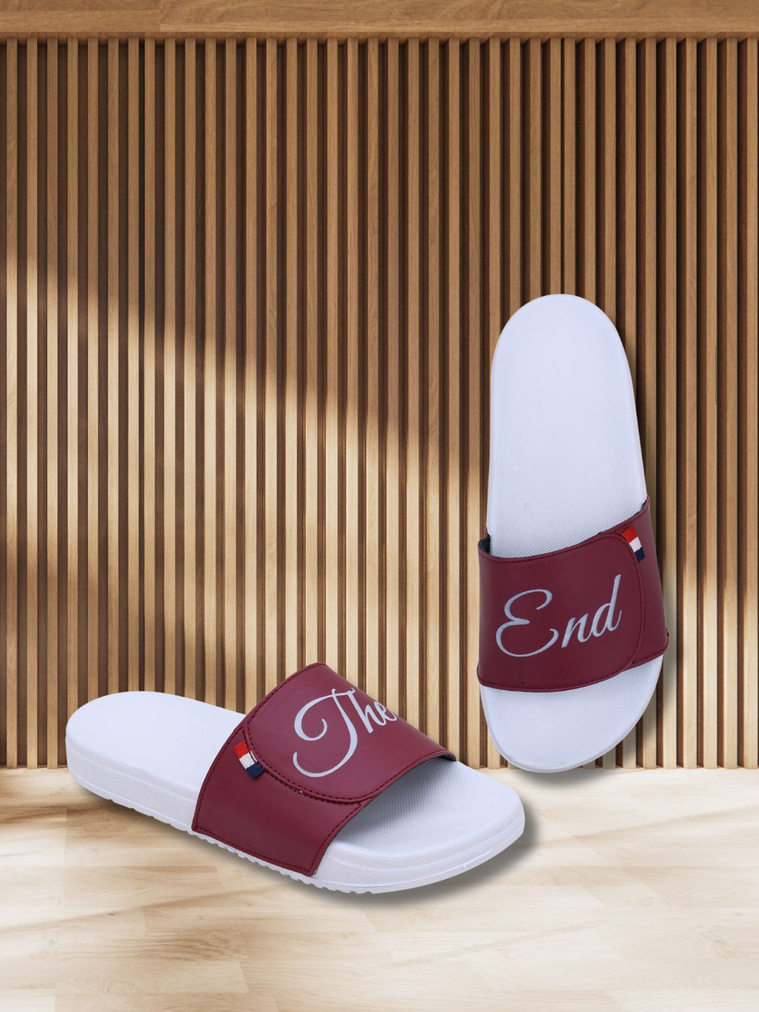 PERY PAO Stylish Typography Printed Cushioned Footbed Sliders