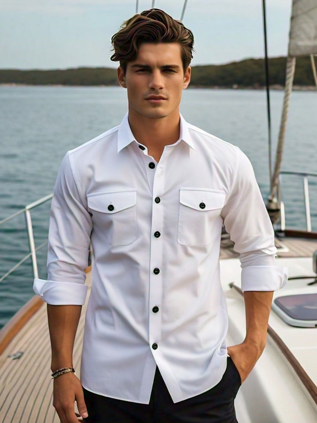 BADLAND Men Solid Classic Casual Shirt