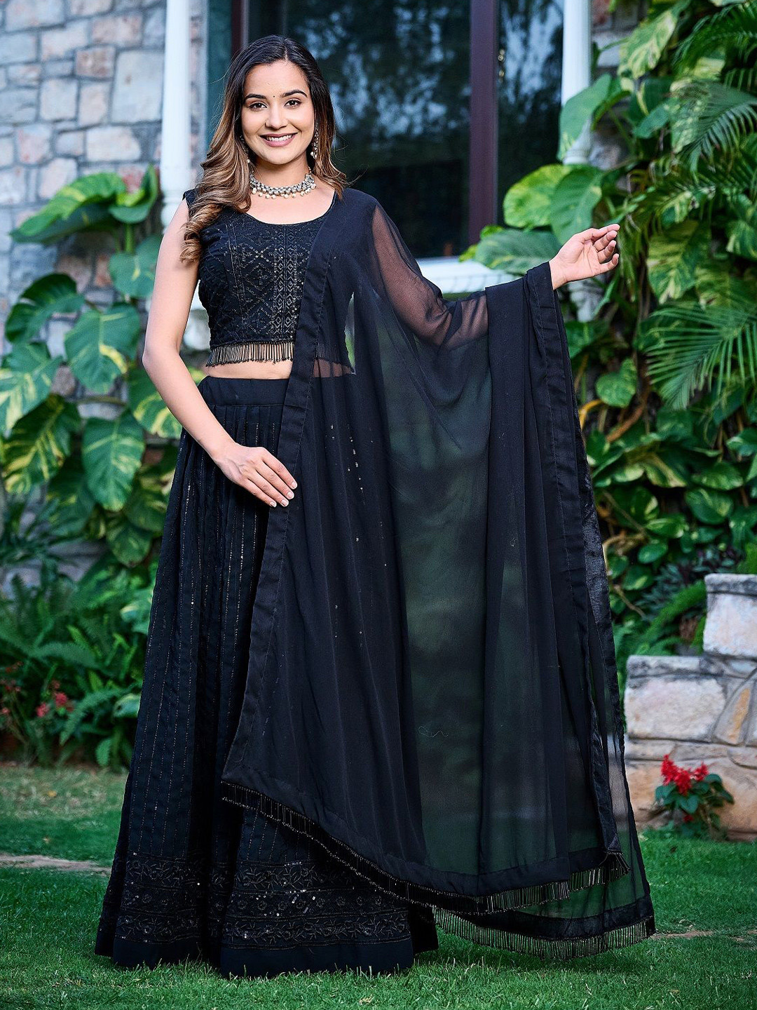 GRISHU COLLECTION Embroidered Ready to Wear Lehenga & Blouse With Dupatta