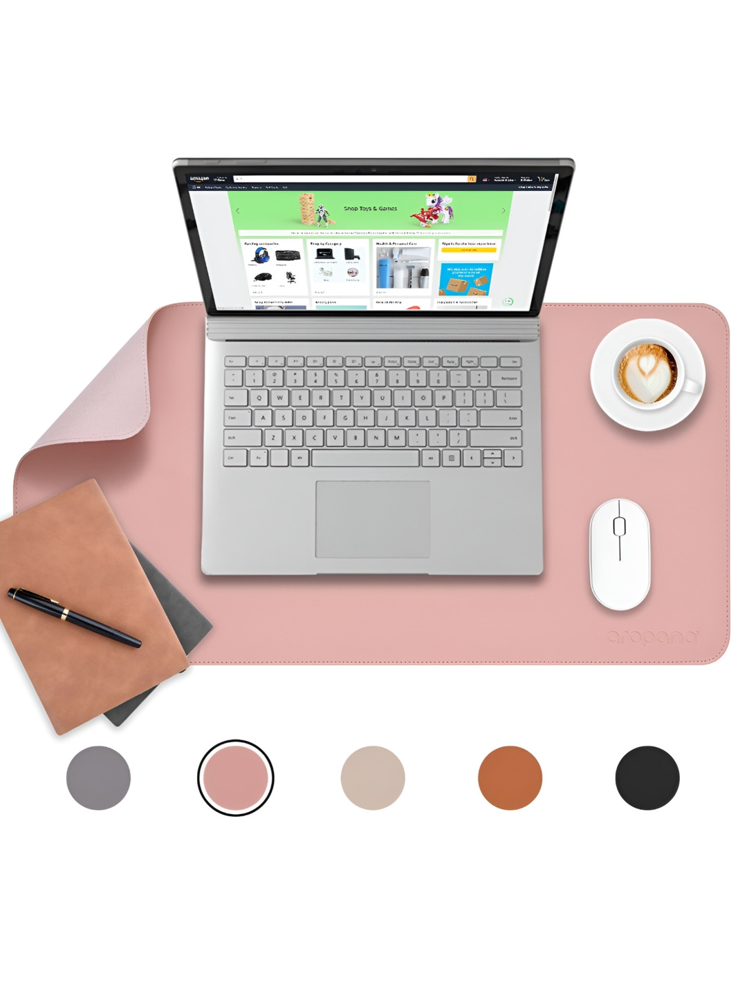 LTETTES anti slip Pink Synthetic Leather Set Of 1 Water Resistant Desk Organiser 27.6 x 13.8 inch