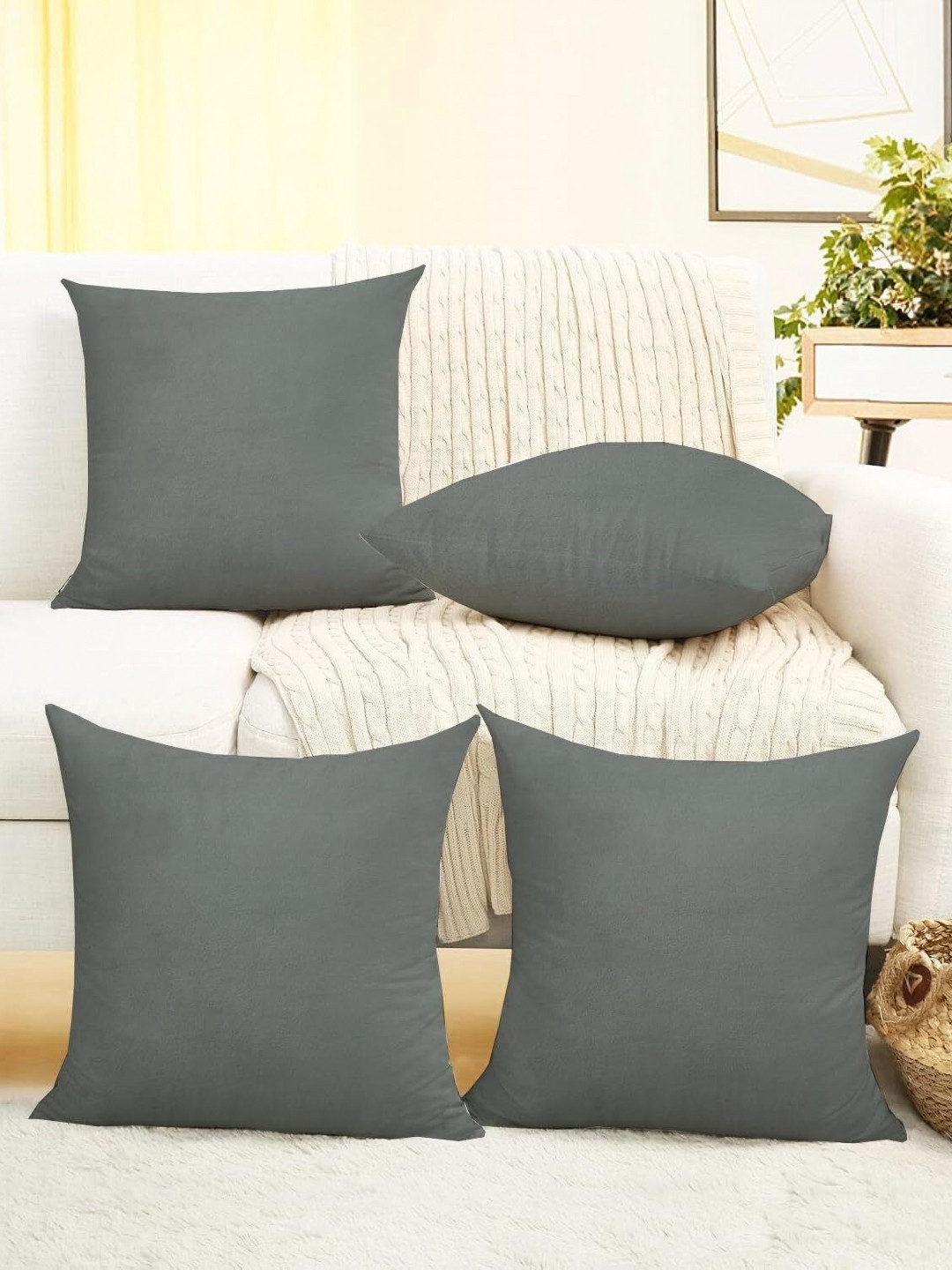 IVAZA Soft & Comfoartable Velvet Double-Sided 4 Pcs Square Cushion Covers -12x12In