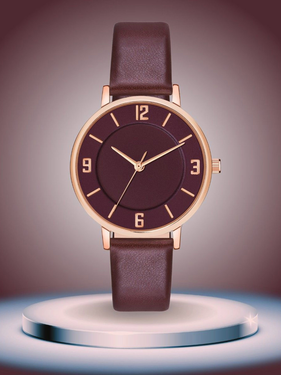 ON TIME OCTUS Women Brass Dial & Straps Analogue Watch MT-394 MAROON