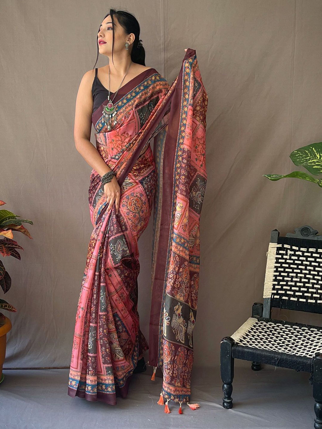 MORDEN MUSE Floral Pure Cotton Saree