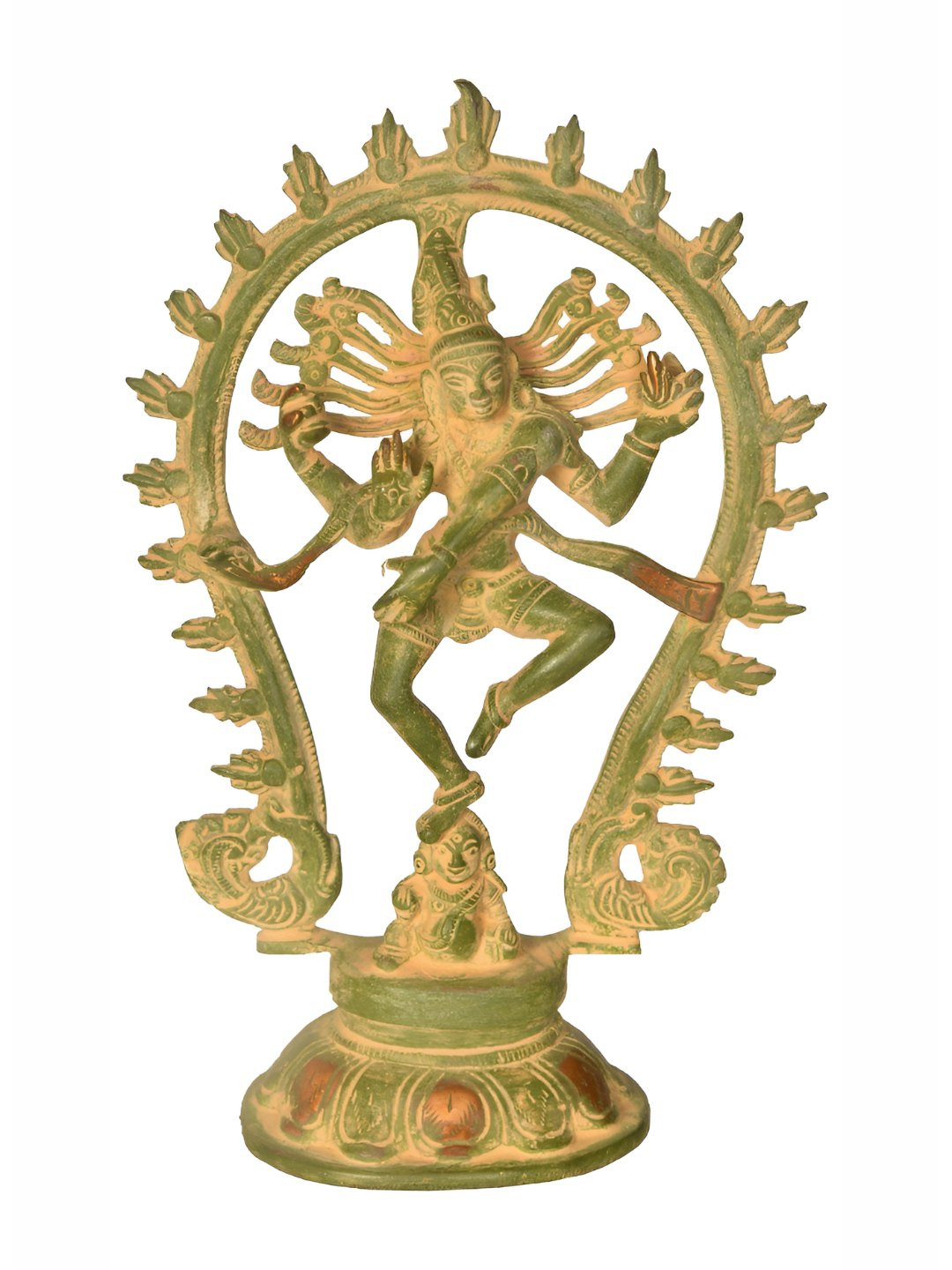 Exotic India Nataraja Green Brass Metallic Living Room Small Showpiece - 8.6 Inches