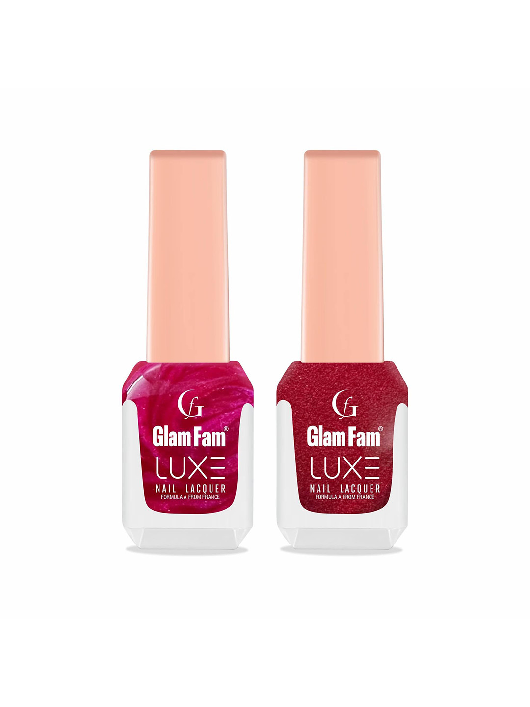 GlamFam Set Of 2 Glossy Finish Luxe Long Lasting Nail Lacquer - 12 ml Each - Shade 22-26