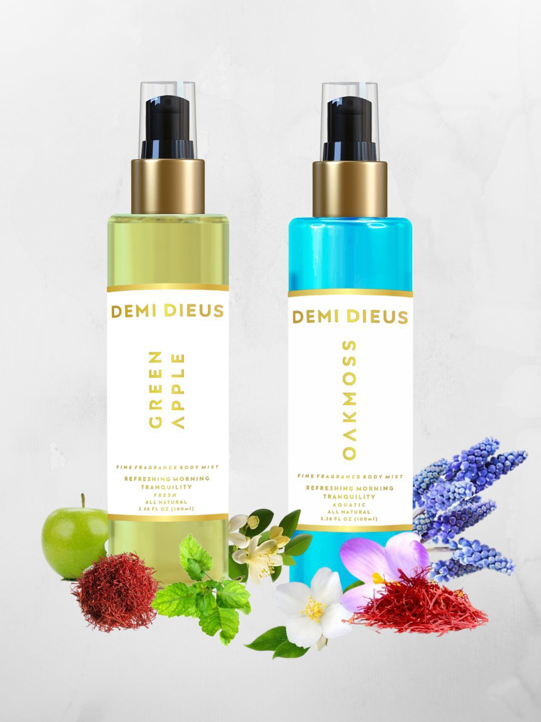 DEMI DIEUS Men Set Of 2 Green Apple & Oakmoss Fragrance Body Mist - 100 ml Each