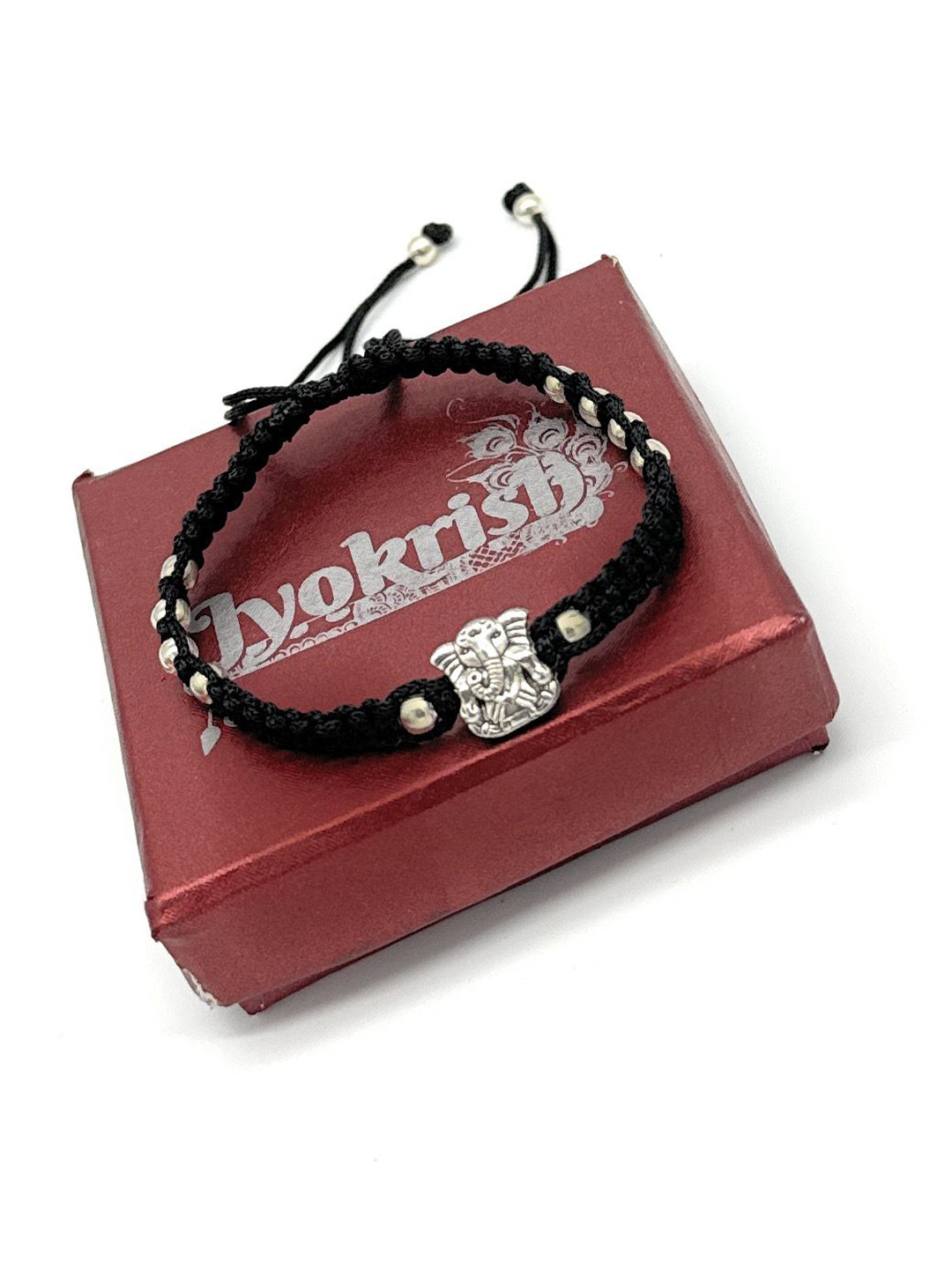 Jyokrish Silver-Plated Artificial Beaded Ganesha Wraparound Bracelet