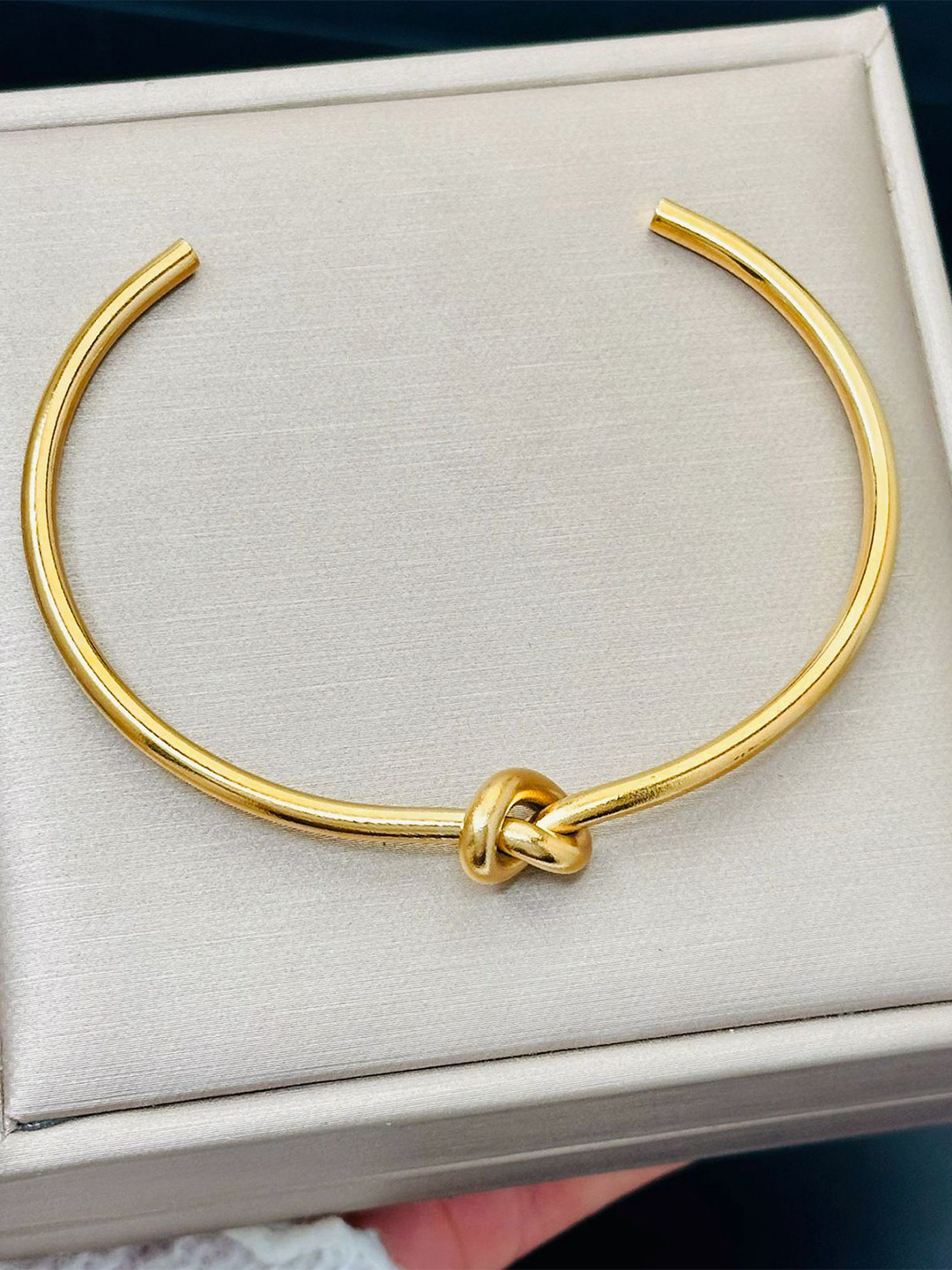 SZN Gold-Plated Knot Detail Open Cuff Bracelet
