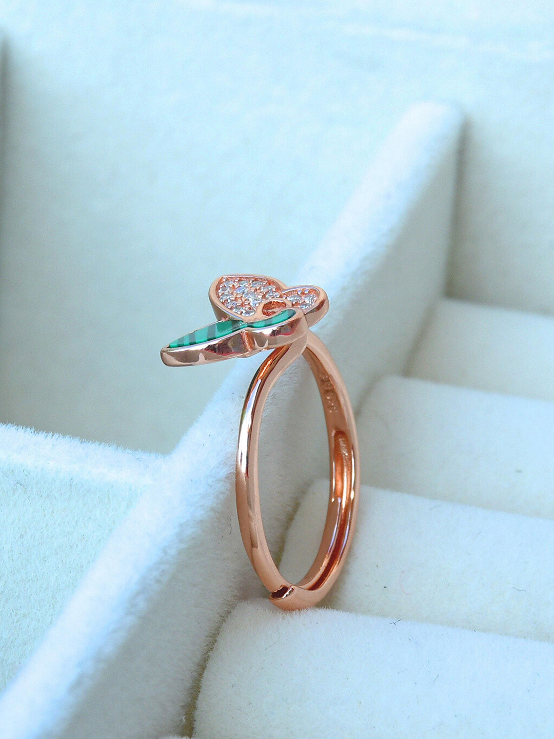 Satlaa 925 Real Sterling Silver Butterfly Adjustable Female Finger Ring