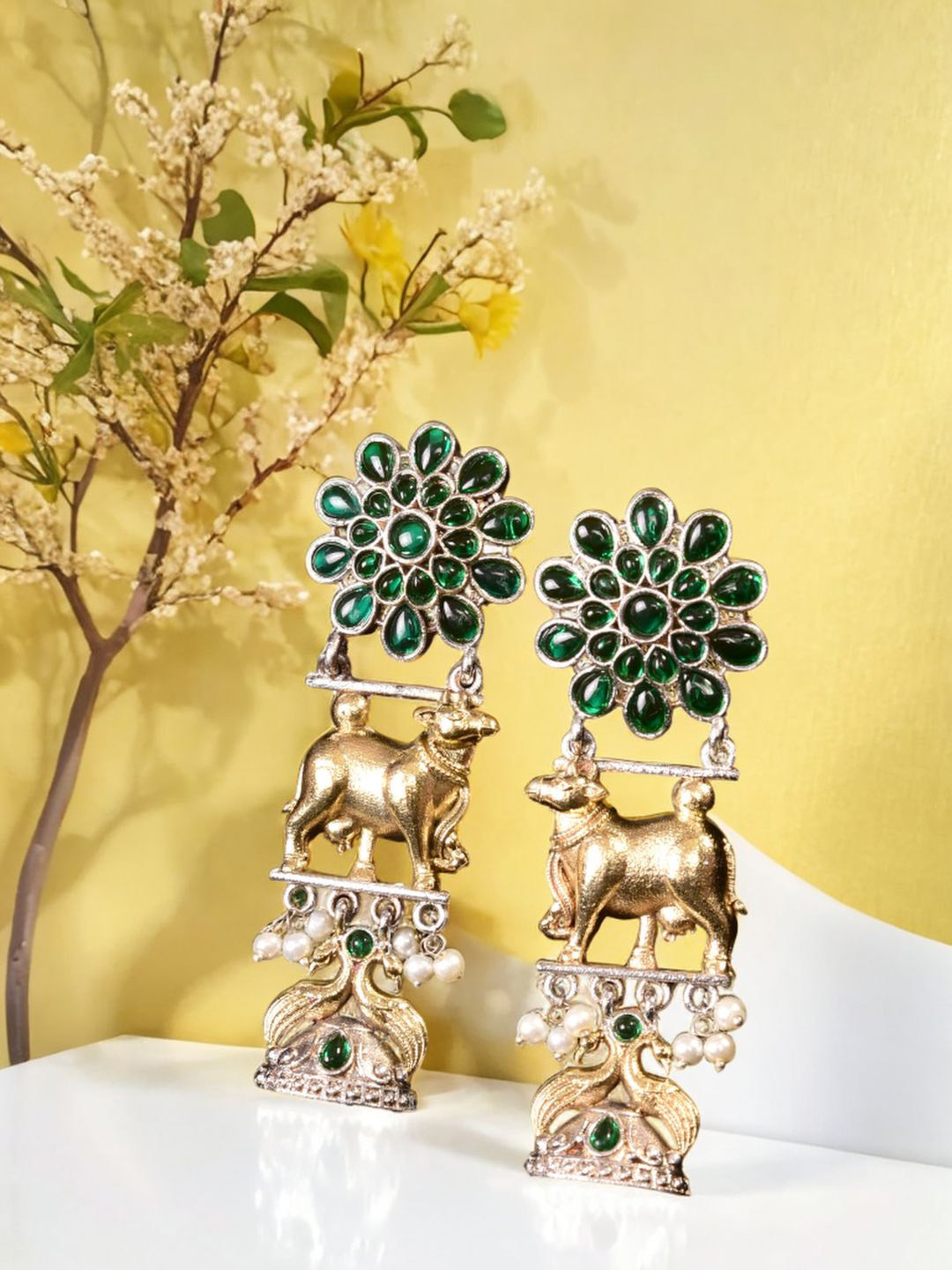 Bucciato Private Limited Gold-Plated Animal Shaped Jhumkas Earrings
